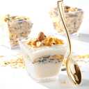 supernal 2oz Square Plastic Mini Dessert Cups with Gold Spoons,Parfait Appetizer Cup,100pcs Cups,100pcs Gold Spoons,Perfect for Birthday,Party,Wedding