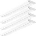 4FT LED Wraparound Light Fixture, Ultra Slim LED Shop Lights for Garage, 50W/6000LM/5000K, 4 Foot Flush Mount Ceiling Wrap Light for Office Kitchen, Fluorescent Tube Replacement, 4 Pack