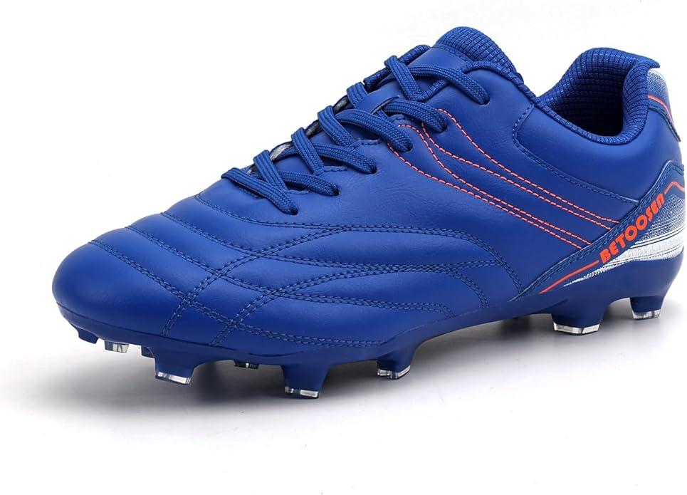 Men's Firm Ground Soccer Cleats Shoes Professional Breathable Outdoor Training Football Shoes Blue, Size 39