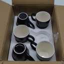 Schliersee 12 OZ Black Ceramic Coffee Mugs Set 5, Stylish Embossed 5 Patterns Coffee Cups Set for Coffee, Tea, Milk, Cocoa, Cereal, Water, Microwave Safe (5 Count (Pack of 1), Black Mug)