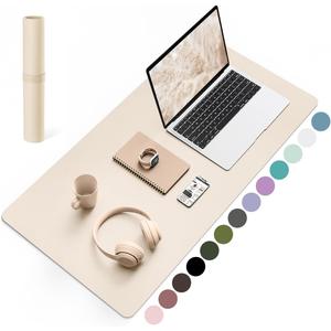 YSAGi Non-Slip Leather Desk Pad, Desk Matt for Desktop, Waterproof Laptop Computer Keyboard Mat, Table Protector Blotter Mat, Large Mouse Pad for Office/Work/Home/Decor(Beige, 31.5" x 15.7")