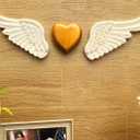 Bimodal Handmade Wooden Wall Art  Gold Heart & Wings  Elegant Rustic Home Decor for Bedroom, Living Room, Kitchen, or Terrace  Great for Weddings, Anniversaries & Gifts for Her  30 Wide.