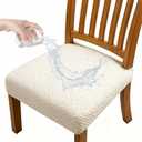 Dioxide Waterproof Seat Covers for Dining Room Chairs, Stretch Chair Covers Slipcover Protector Kitchen Chair Seat Covers for Hotel Banquet Party (Rear-Gapped,Off-White, 4PCS)