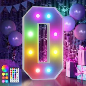 Imprsv 3FT Colorful Marquee Letters O, 18 Colors Large Light up Letters Alphabet Sign with Remote, Big Marry Me Sign, Birthday Party Decorations Anniversary Wedding Decoration