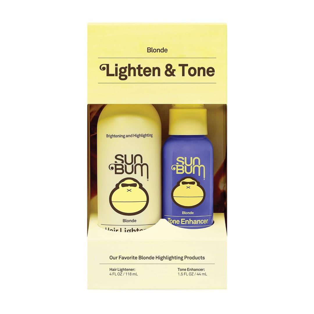 Sun Bum Lighten and Tone Travel Kit - Blonde Hair Lightener and Tone Enhancer - Enhances Hair Color and Shine while Neutralizing Brassy Tones - UV Protecting - Vegan and Cruelty Free (4 oz, 1.5 fl oz)
