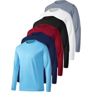 OYGSieg 6 Pack Long Sleeve Shirts for Men Moisture Wicking UPF SPF Sun Protection Tee Shirts Workout T Shirts Casual (Medium)