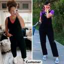 EXLURA Womens High Roller Denim Bib Jumpsuits Casual Loose Sleeveless Baggy Overalls Jeans Pants Jumpers with Pockets (Black)