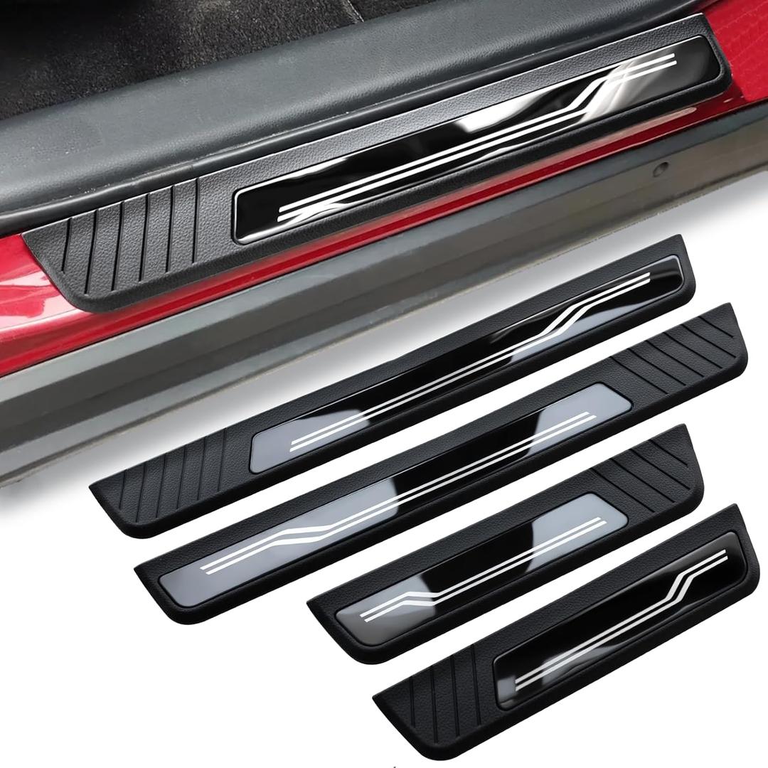4Pcs Car Door Sill Protector Trim Stainless Steel Scuff Plate Guard Sills Scratch Protection Automotive Door Entry Guard Accessories Fit for Honda CRV HRV 2017-2025 Door Pedal Kick Protection