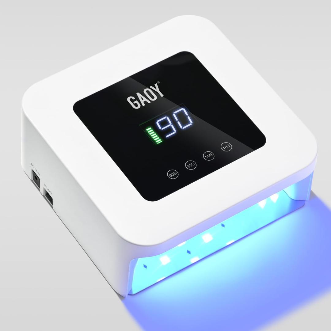 GAOY Cordless UV LED Nail Lamp for Gel Nails, Rechargeable UV Light, Professional Nail Dryer with 4 Timers, Automatic Sensor and Sensitive Mode for Fast Curing, White
