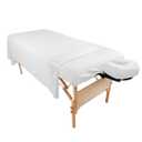 Massage Table Poly-Cotton Sheet Sets by Body Linen. - 3 Piece Set includes Flat & Flat Sheets and a Face Rest Cover. Super Soft and Durable for Professional Use (White)