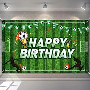 Soccer Birthday Party Backdrop Football Field Photo Background Soccer Theme Birthday Party Decorations Photo Booth Props for Cake Table Decorations, 5.9 x 3.6 Feet