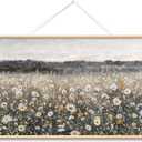 VIYYIEA Extra Large Canvas Wall Art, 36x54 Inch Vintage Wildflower Landscape, Neutral Floral Meadow Wall Decor for Living Room or Bedroom, Above Sofa