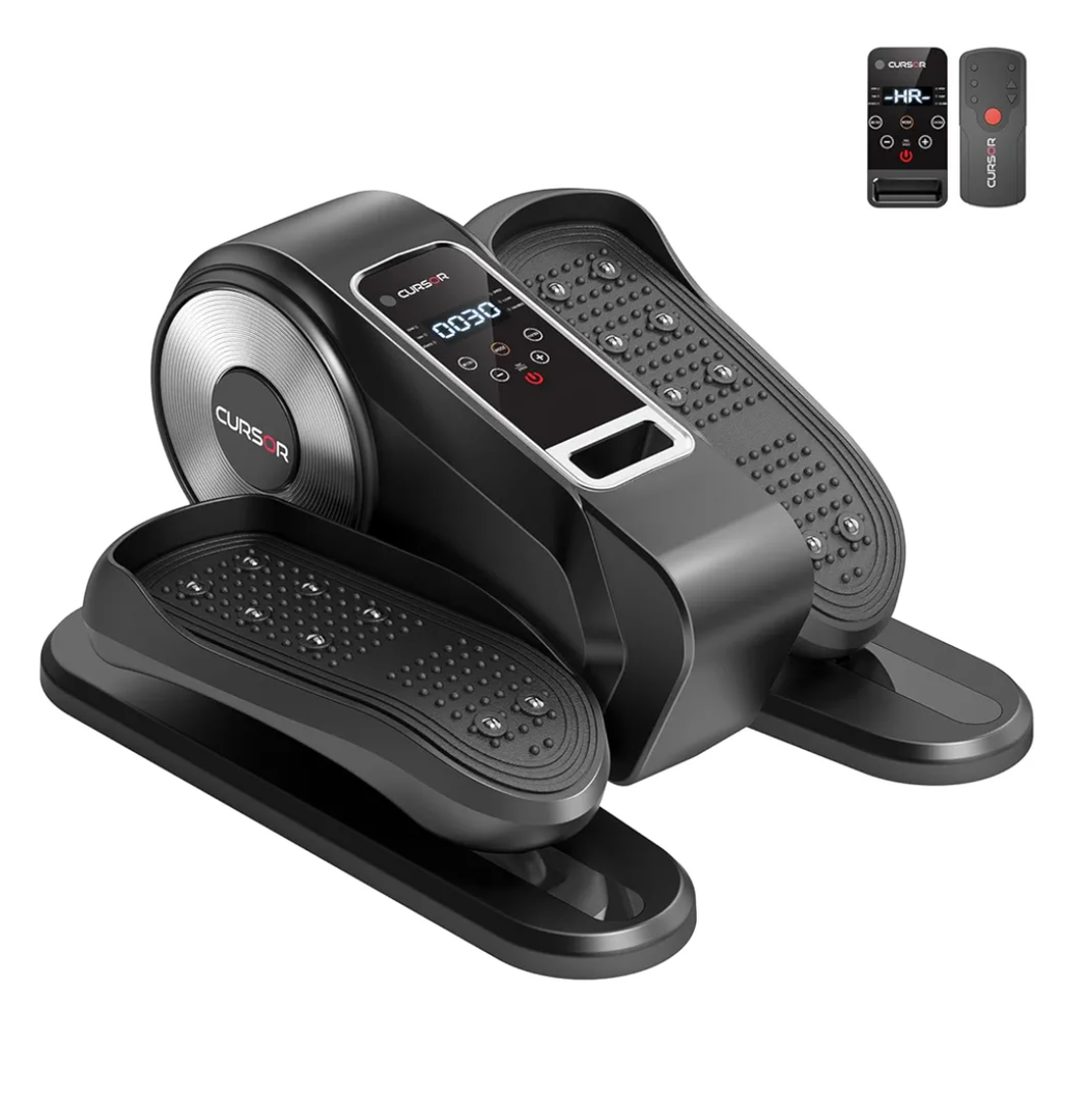 Under Desk Elliptical Machine, Electric Seated Pedal Exerciser, Mini Ellipse Leg Exerciser with Remoter, 12 Level Speeds, Forward & Reverse Direction, Manual & Auto Mode for Home Office