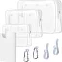 3 Packs Clear Bogg Beach Tote Bag with 2 Pack Insert Hooks Accessories for Bogg Bags Travel Makeup Clean Toiletry Brush Organizer Cosmetic Divider Storage Inner Pouch (White set of 4)