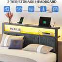 Liians Full Size Bed Frame with LED Lights, Charging Station