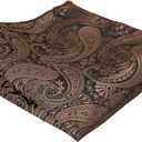2 x Alizeal Mens Paisley Bow Tie, Pocket Square, Cufflinks Set (Coffee)