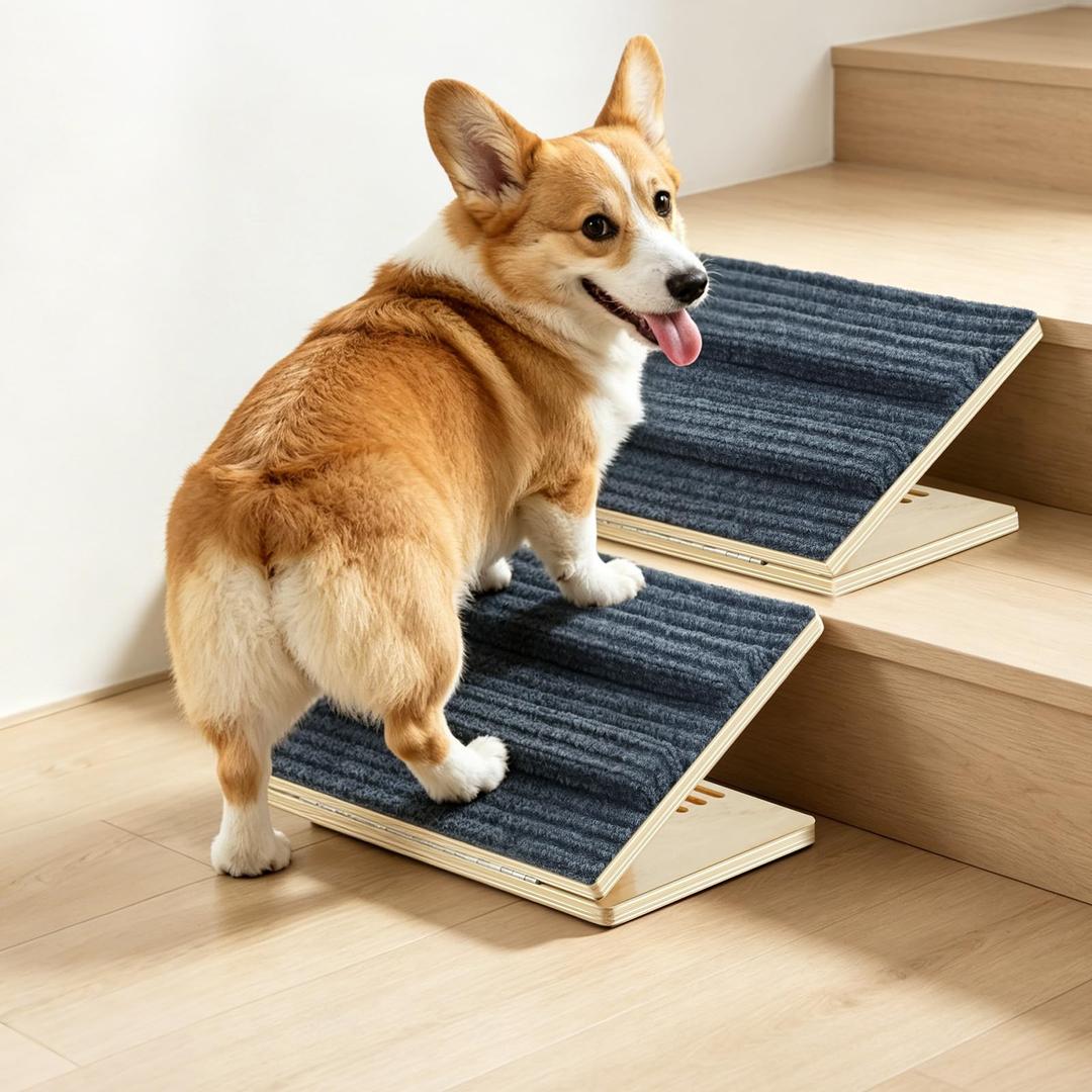 Dog Ramp for Stairs for Small Dogs Up to 40 lbs - Adjustable Dog Stair Ramp with Non-Slip Carpet, Foldable Pet Ramp for Stairs, Dog Ramp Stairs for Senior Dogs, Puppies, Bed, Sofa (6-Pack)