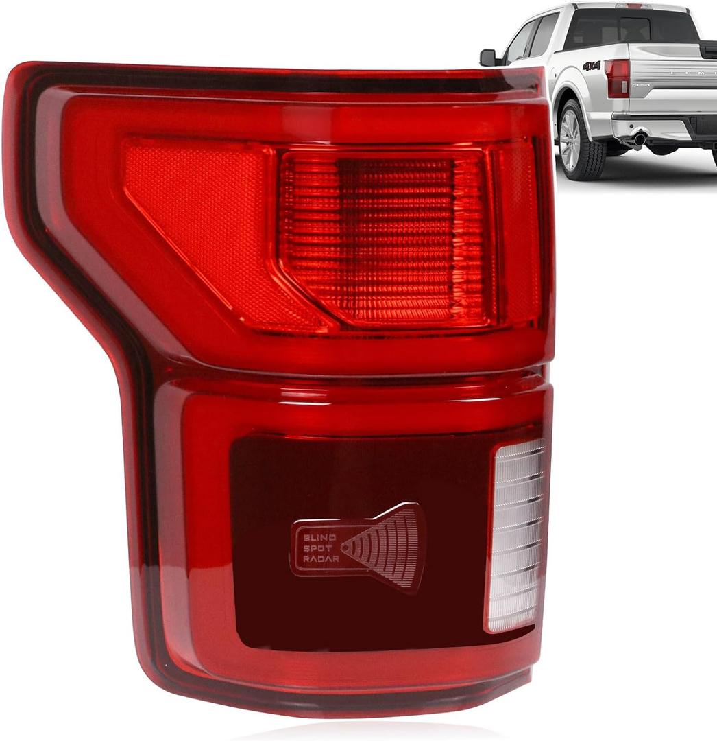 Nakuuly LED Tail Light with Blind Spot Compatible With Ford F150 2018 2019 2020 Left Driver Side Taillight Rear Brake Lamp Signal Assembly # KL3Z13405B (Module NOT Included)
