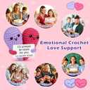 2 x Crochet Heart Valentines Day Gifts for Him Her,Cute Handmade Emotional Support Knitted Doll Thinking of You Cheer Up Gift for Women Best Friend,Funny Long Distance Relationship Gifts,Small Keepsake