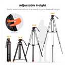 K&F CONCEPT 80" Video Tripod with Fluid Head, Aluminum Heavy Duty Camera Tripod with Smooth Friction Damping, Quick Release Plate for DSLR, Mirrorless, Camcorder, Video Cameras, Max Load 17.6lb