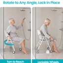 Rolling Shower Chair, Lockable Wheels, Adjustable Height, 400 lb, Aluminum