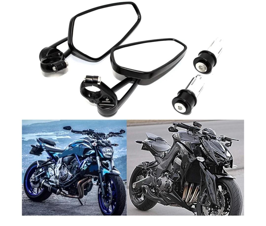 Rich Choices Universal Black Motorcycle 22mm 7/8'' Bar end Rear View Mirrors GROM MSX125 CB500F Z125 pro Z650 Z750 Z800 Z900 MT-03 MT-07 FZ-07 MT-09 FZ-09 MT-10 FZ-10 MT-25 FZ6 FZ8 FZ6R SV650 SV1000