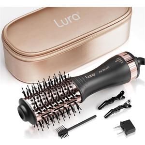 Automatic Dual Voltage Hair Dryer Brush with European Plug,Mini Travel Blow Dryer Brush for Women,Portable Light Weight One Step Hair Dryer and Styler for Kids (2 inches, Black)