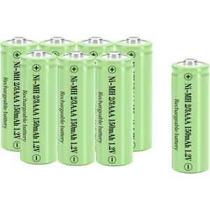 NI-MH 2/3AAA 150mAh 1.2V Solar Battery, 8 Counts 2/3 AAA Size Rechargeable Batteries for Solar Garden Lights, Landscape Light, Lawn Lights(Shorter Than AAA Size)