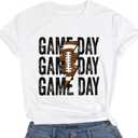 Womens Football Sequin Embroidery Shirts Oversized Vintage Game Day Tshirt Casual Football Season Short Sleeve Tops (White, XXL)