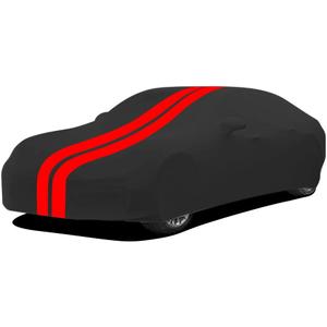WinPower Indoor Car Cover, Stretch Dustproof Protection Fit 192-203 Inch Sedan Full Car Cover for Underground Garage Car Show, Black and Red