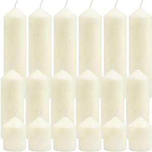 Pillar Candles Bulk Set - Unscented, Smokeless, Dripless | 3 Sizes: 2x3, 2x6, 2x8 Inches | Ideal for Weddings, Christmas & Home Decor (18, Ivory White)