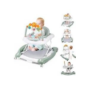 Boyro Baby Baby Walker, 5-in-1 Baby Walkers for Boys and Girls 6-12 Months with Bouncer, Removable Footrest, Feeding Tray & Music, Foldable & Adjustable Activity Walker for 6-18 Months Toddler Infant