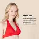 Amazon Essentials Women's Light-Support Tie Halter Bikini Swimsuit Top (Available in Plus Size) (Coral Pink)