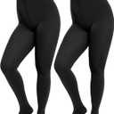 Citystl 2 Pairs Plus Size Tights for Women, 80D Opaque Black Tights, Solid Color Soft Microfiber (X-Large-XX-Large Plus)