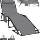 KingCamp Lounge Chair Outdoor,400LBS Tanning Chairs for Outside,Adjustable 5-Position Patio Lounge Chair Sunbathing Chase Lounge Chair Outdoor for Outside Beach Patio Sun Bathing Pool Backyard, 23.23 in x 76.77 in x 13.39 in