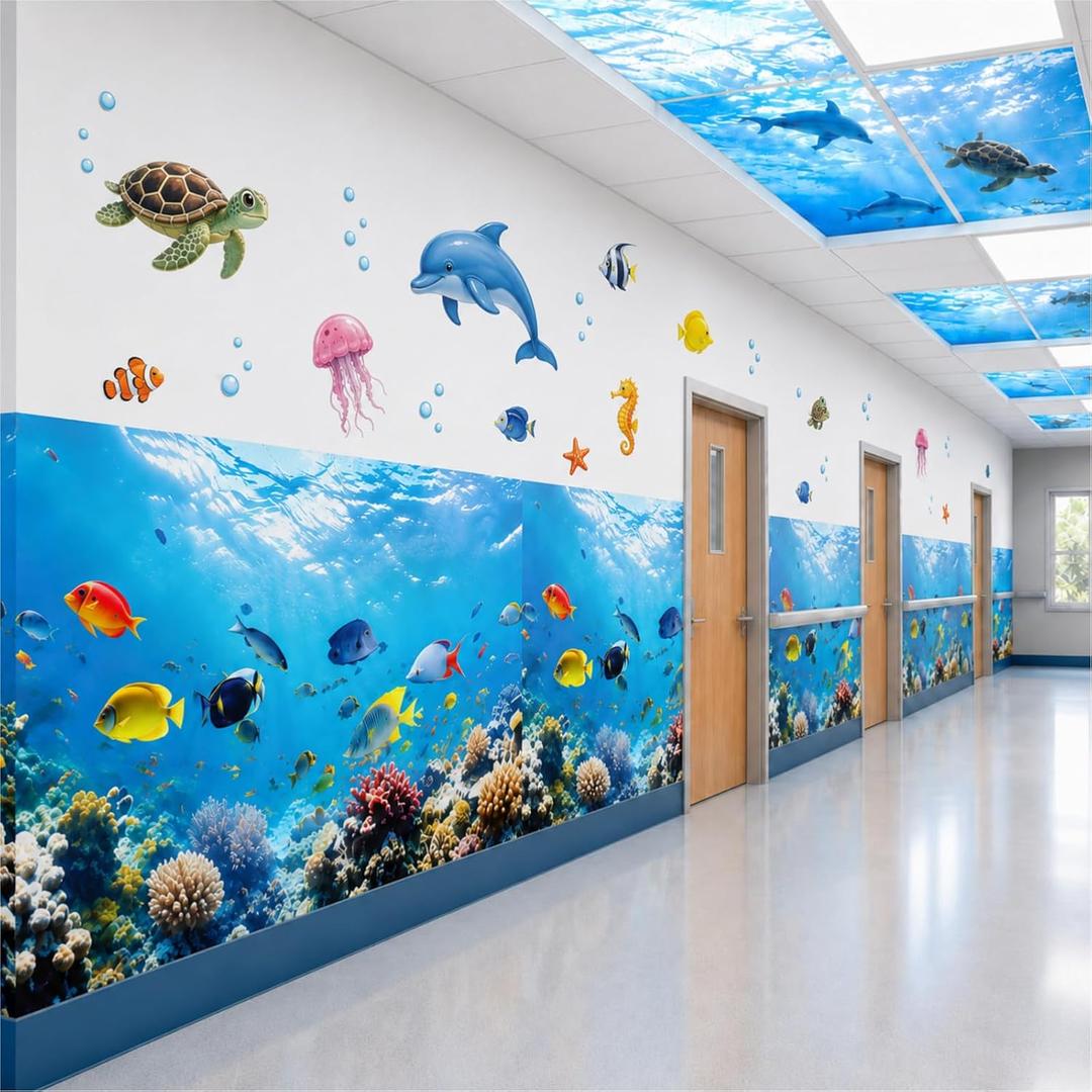 Briwooody 47x1.97 ft Under The Sea Wallpaper Peel and Stick Contact Paper