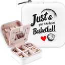 Basketball Jewelry Box, Gifts For Teens Girls Age 8-12, Basketball Lovers Stuff Items Accessories Things Merchandise Decor Merch, Travel Ring Earrings Necklace Organizer Holder!