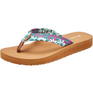 Ampeo Women's Arch Support Flip Flops Comfortable Casual Summer Beach Thong Sandals (10, Floral Green)
