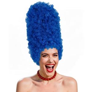 JoneTing Long Dark Blue Beehive Wig +Hair Cap Blued Cosplay Wig for Marge Anime Cosplay Curly Blue Beehive Hair Updo Fancy Costume for Halloween Christmas Party Costume Outfit
