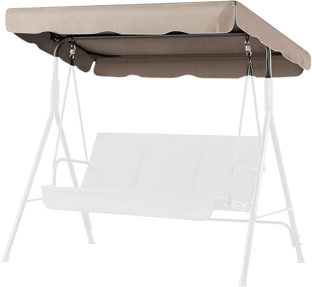 Flexzion Replacement Canopy for Outdoor Swing - 66" X 45" 2 Seat Bench Glider Swings Shade Fabric UV Weather Waterproof for Outdoor Garden Patio Yard Park Porch Seat Furniture, Beige