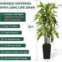 Artificial Dracaena Tree 5FT, Fake Plants with Black Tall Planter - Fake Tree Tall Faux Plants Indoor Floor Plant with Moss - Artificial Plants Indoor for Office Living Room Home Decor