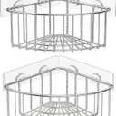 SMARTAKE 2-Pack Corner Shower Caddy Deep Basket Design, SUS304 Stainless Steel, Wall Mounted Bathroom Shelf with Adhesive, Storage Organizer for Toilet, Dorm and Kitchen (Silver) (8.7 X 8.7 X 3.9 Inches)