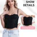 Y2K Trendy Lace Bustier Corset Tops for Women: Backless Top with Glossy Straps - Soft, Breathable -Amore Collection (Black)