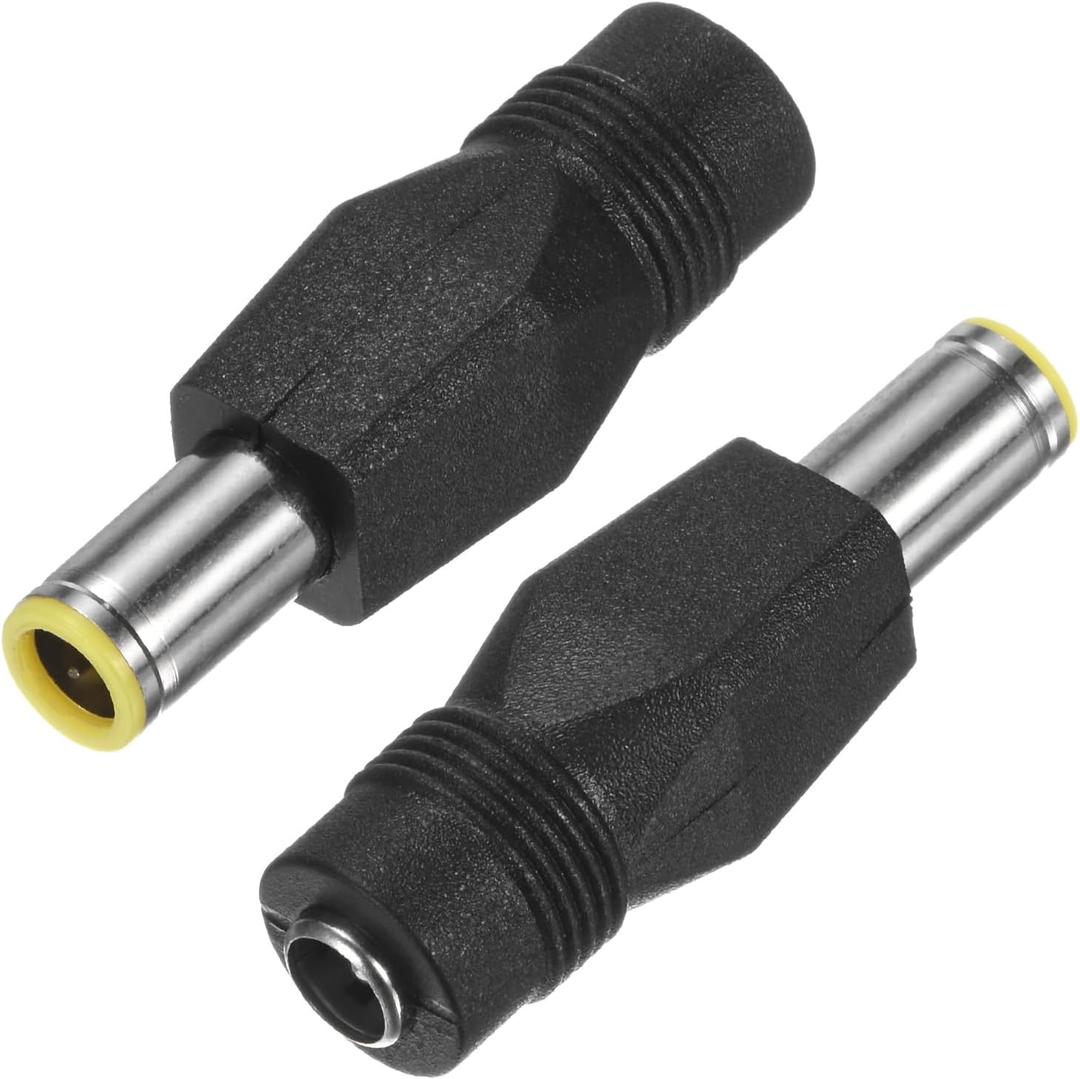 M METERXITY 2-Pack DC Connectors Adapter, DC 8mm Male to DC 5.5mm Female, Copper Barrel Connector for Portable Power Station/Solar Cables/Laptops/Solar Panel [Yellow]