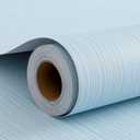 FUKU MON Grasscloth Fabric Wallpaper 24" X 394" Light Blue Textured Thick Linen Classic Neutral Grassweave Contact Paper for Walls Cabinets Bedroom Counter Top Liners Fireplace