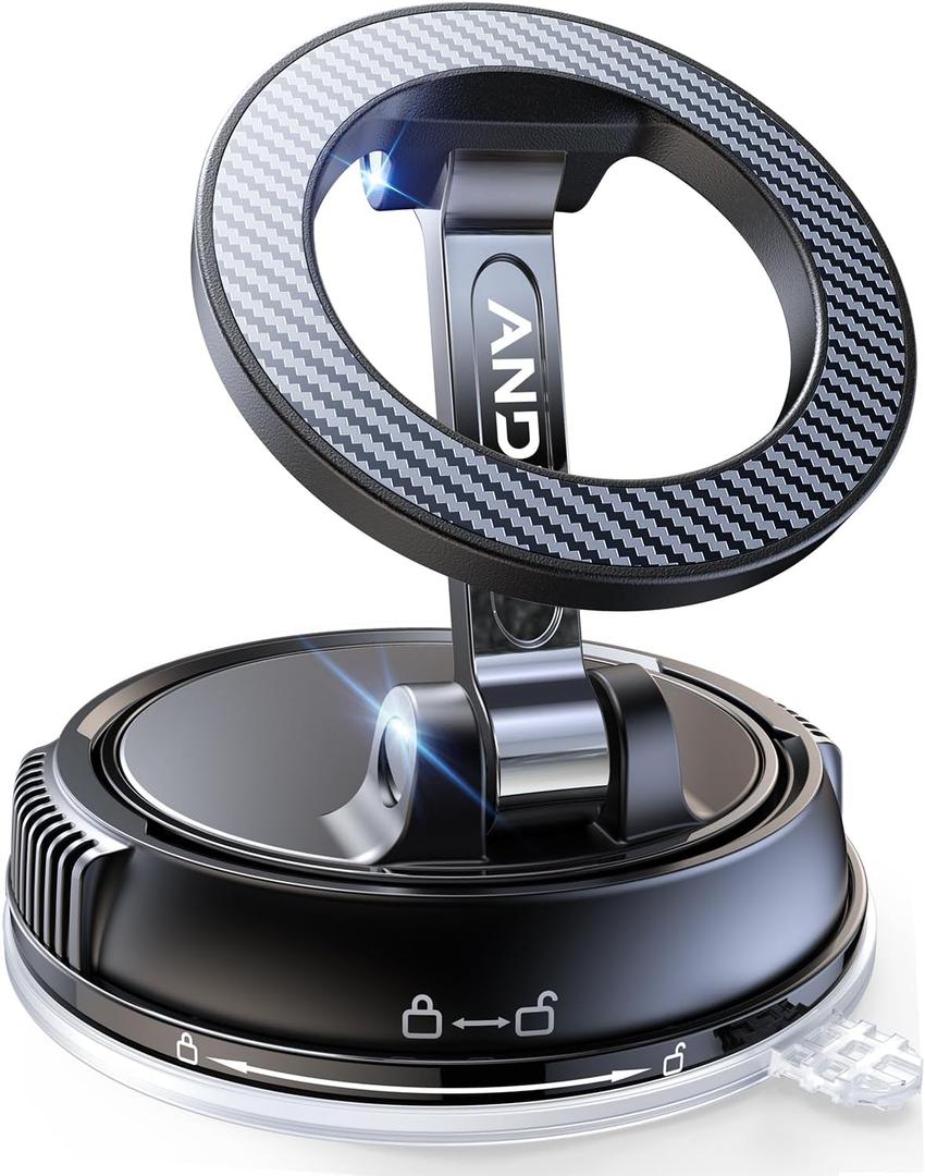 Car Phone Holder for Magsafe [78+LBS Strongest Suction & 2400gf Strongest Magnetic] 360 Adjustable Car Phone Mount, Phone Holders for Your Car for iPhone 16 Pro Max 15 14 13 12 Plus (Carbon Fiber)