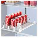 IBORING Drink Organizer for Fridge,Self Pushing Fridge Drink Organizer,Automatic Drink Dispenser for Fridge-Holds up to 15 Cans, 14.96inch, White