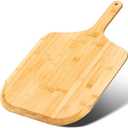 JIAFUEO Pizza Peel 14 Inch, Large Bamboo Pizza Paddle Spatula - Wooden Serving Board, Oven Accessory for Baking Homemade, Wood Cutting Board for Cheese Bread Fruit Vegetables