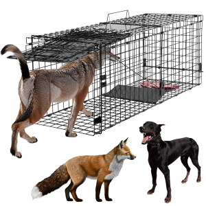 Toriexon Large Live Catch Animal Traps Black 51.2 x 19.7 x 17.7 inch, Easy to Set and Release Live Animal Trap, Collapsible Large Animal Catcher Cage for Large Dogs, Foxes