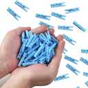 100PCS Blue Plastic Clothes Pins for Boy Baby Shower Games, DIY Crafts, Photos - 1.35 Inch Small Mini Pins, Tiny Clips for Laundry & Picture Displays Gender Reveal Party Decorations